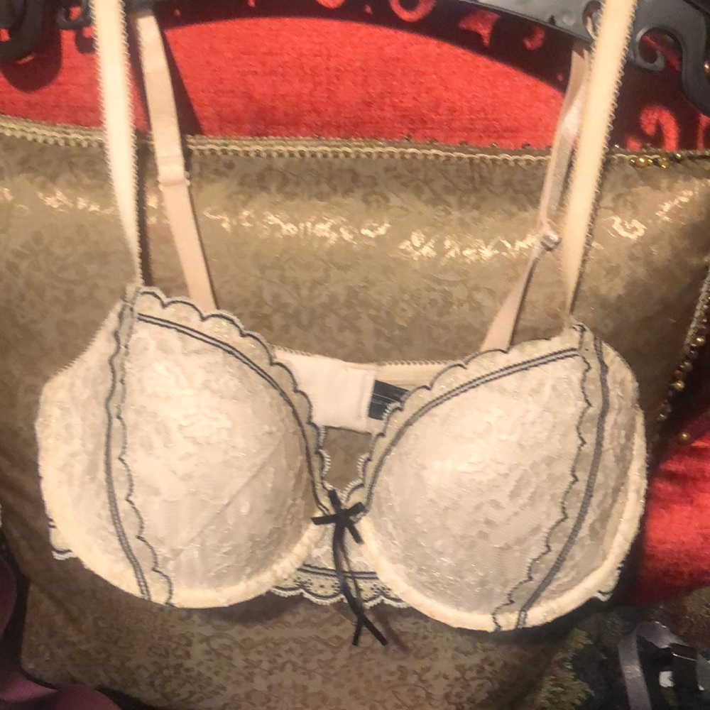 Lace Trimmed Bra with Black Accents